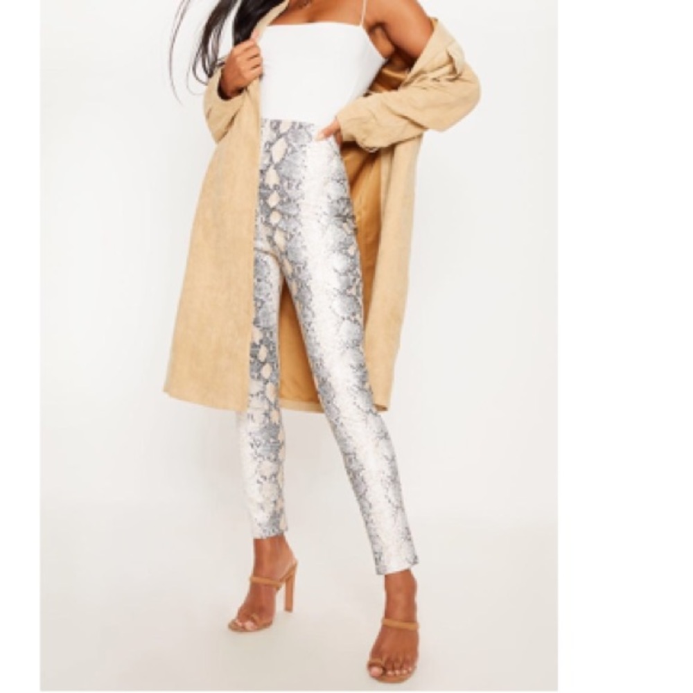 Snakeskin faux leather pants